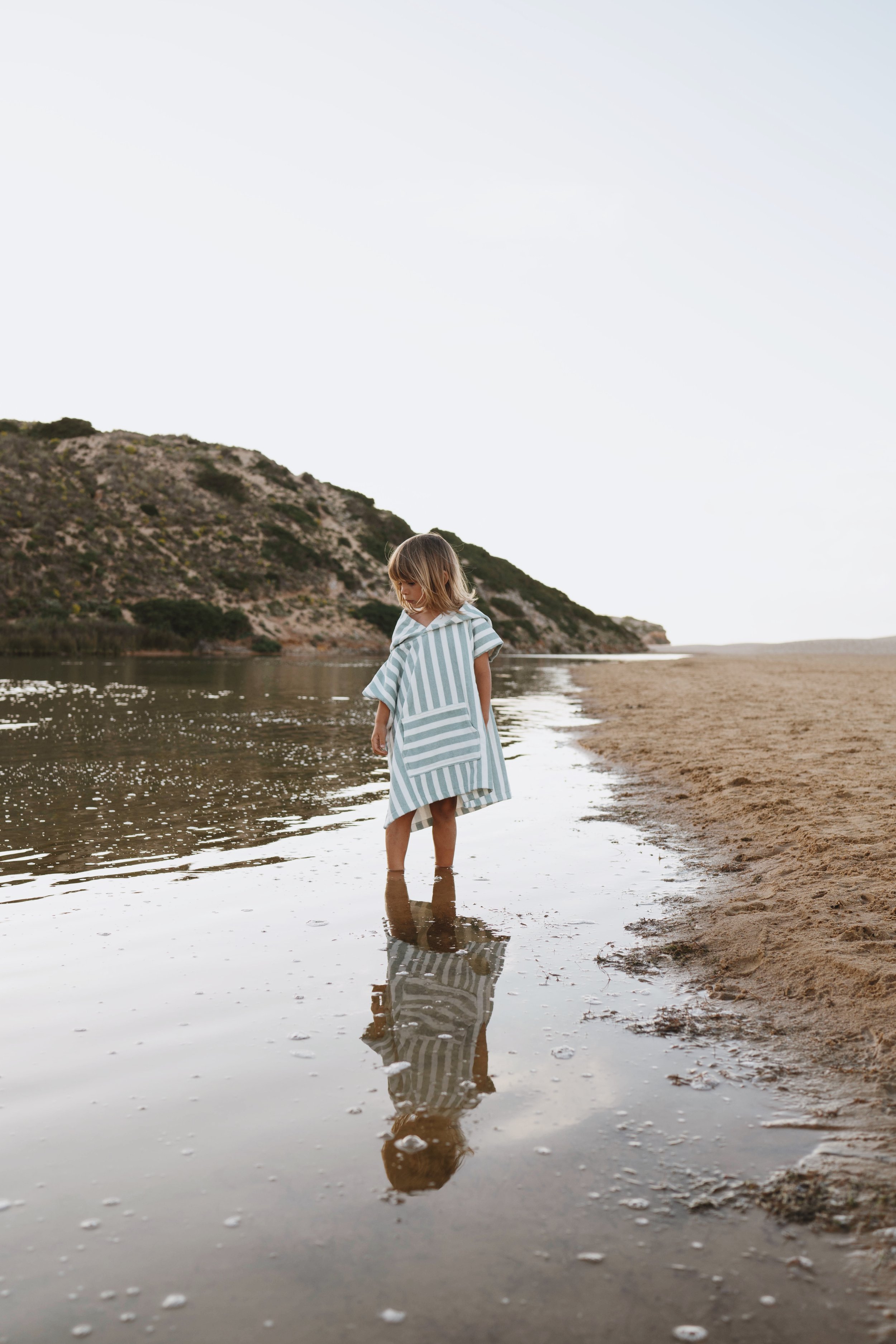 SUZON - HOODED COTTON BATH PONCHO (CLOUD BLUE)