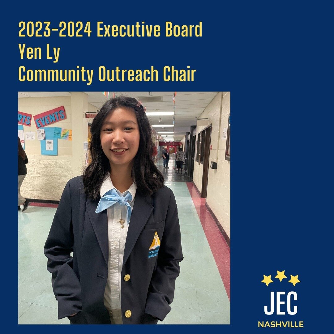 The JEC Nashville welcomes Yen Ly as the 2023-2024 Community Outreach Chair! Yen served in this role last year and is excited to continue serving on the Board in this capacity for the 2023-2024 term!