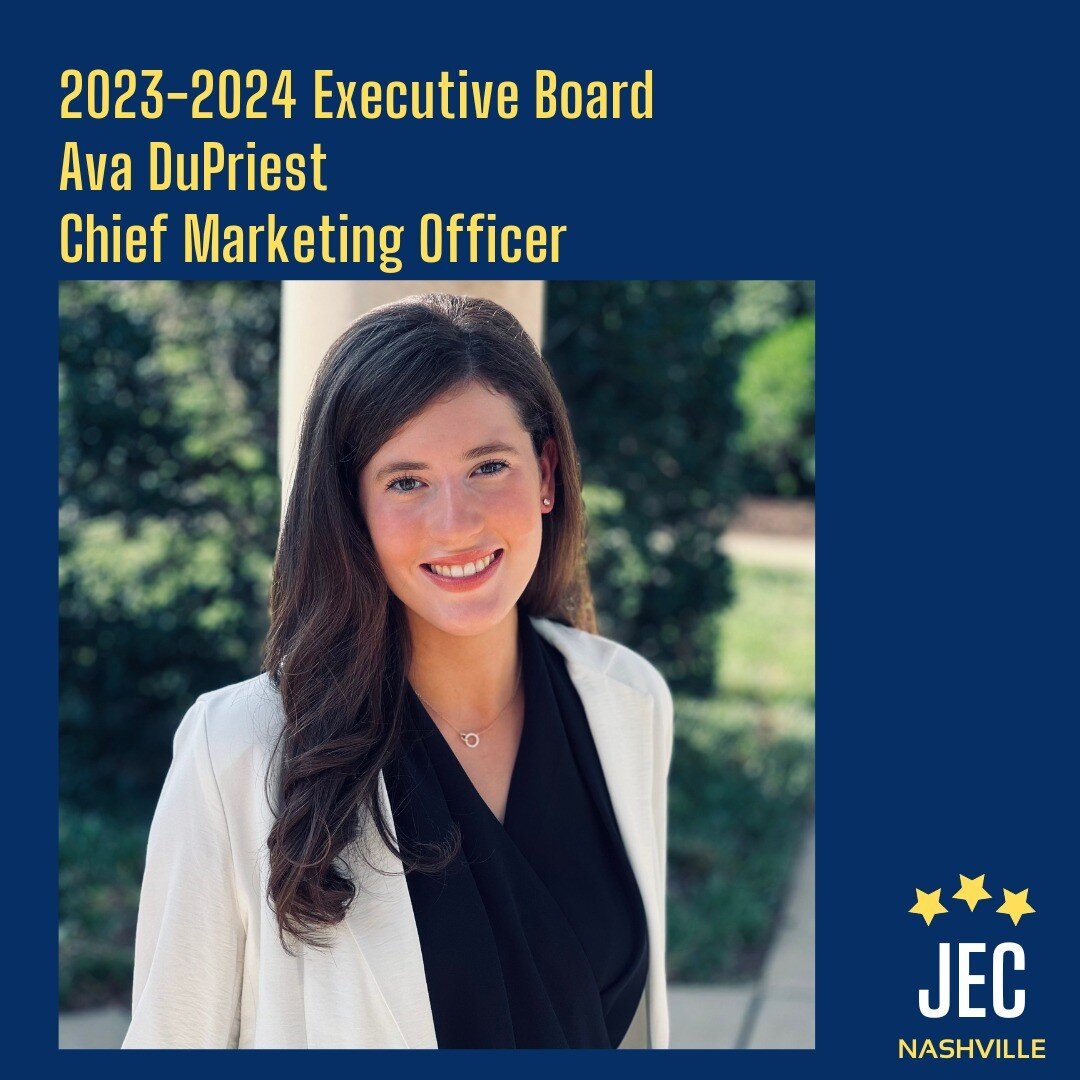 The JEC Nashville welcomes Ava DuPriest as the 2023-2024 Chief Marketing Officer! She previously served as the Davidson County Representative and is excited to continue serving on the Board in her new role!