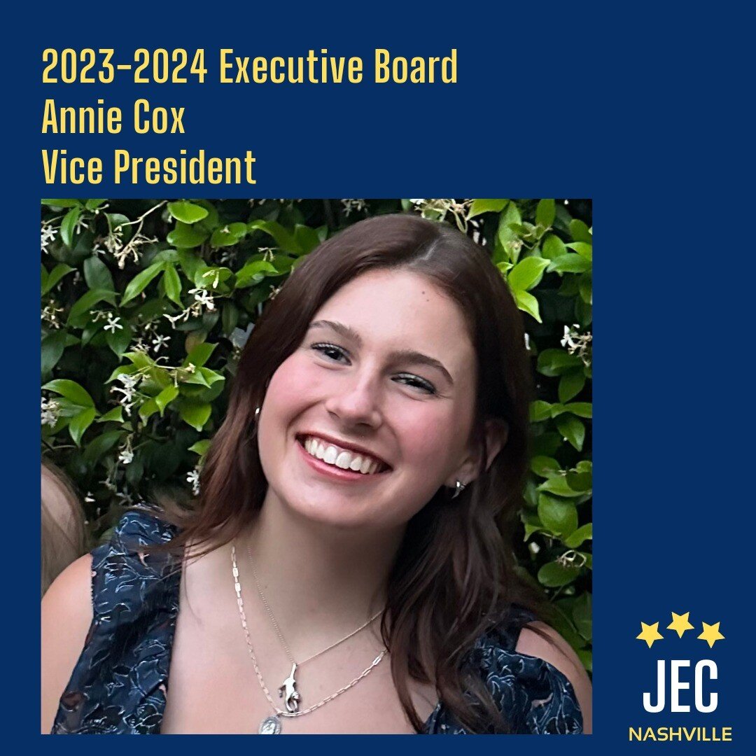 The JEC Nashville welcomes Annie Cox as the 2023-2024 Vice President! She has been a member of the JEC and is excited to serve on the Board in her new role!