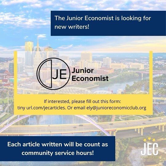 The Junior Economist is looking for new writers! Sign up today! Contact any of our board member with questions.