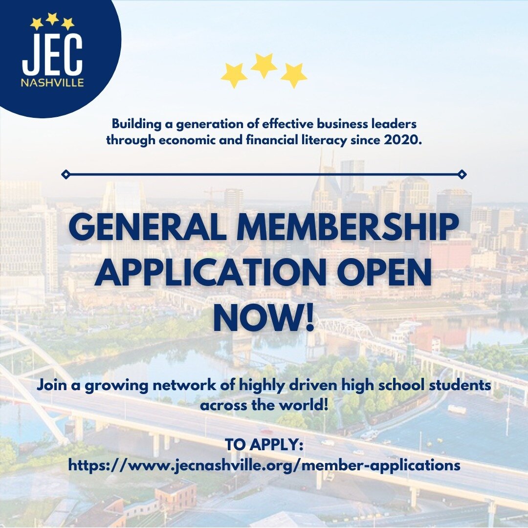 We are excited to announce that membership applications for the 2023-2024 year are open! All high school students in the greater Nashville area are invited to apply to be a member of the Junior Economic Club of Nashville.