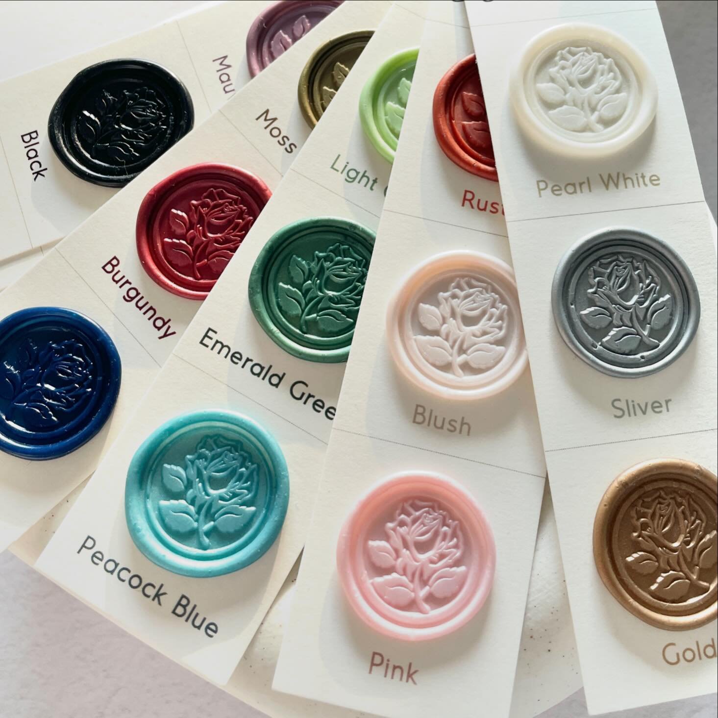 Custom wax seals available in a variety of colours for that special added personal touch! 💌 

Just remember they are an added expense when it comes to Canada Post! Because they are not machineable, they need to be hand sorted. The best way to know f