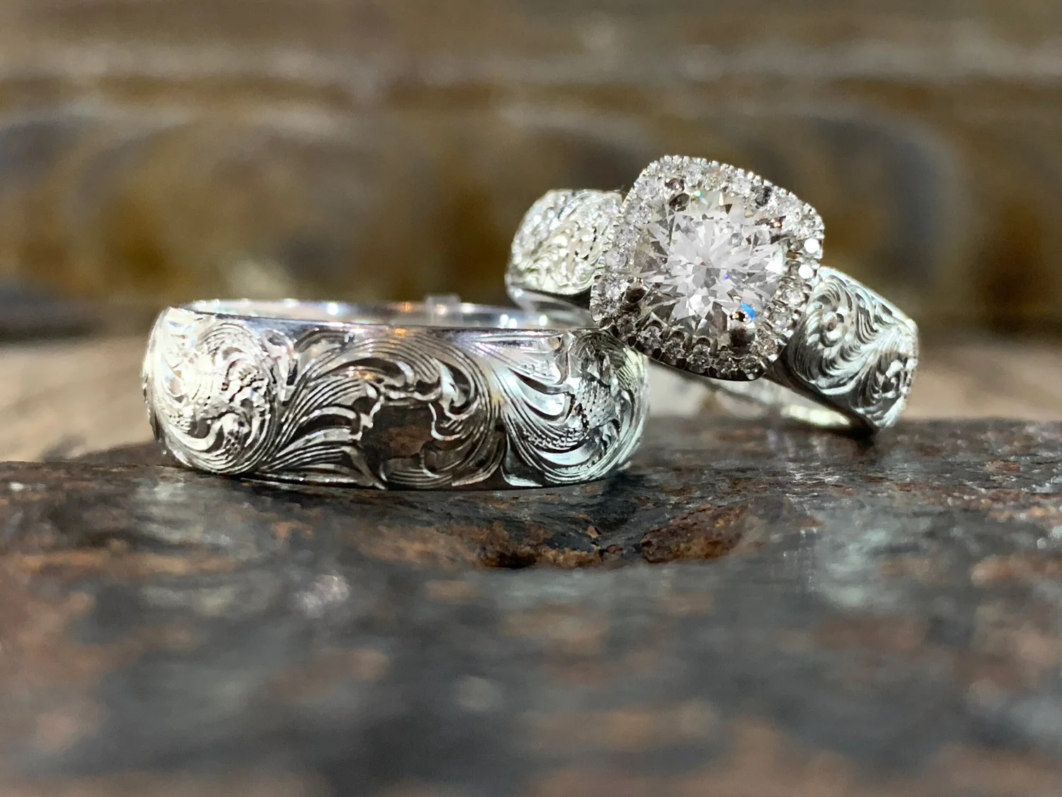 Western Engraved Engagement Rings