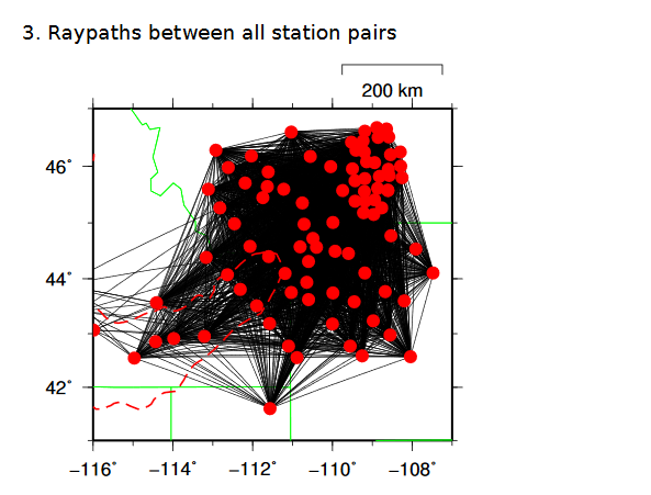 Fig. 3 - Raypaths between all station pairs