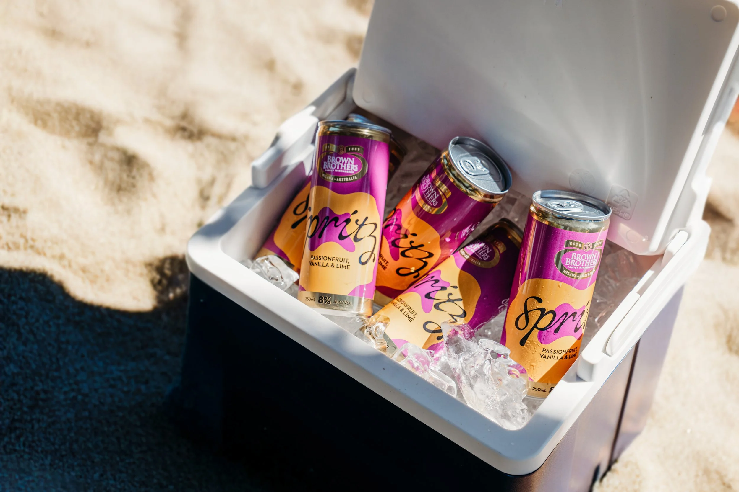 Brown Brothers Passionfruit Spritz Cans Beach Picnic 02.jpg