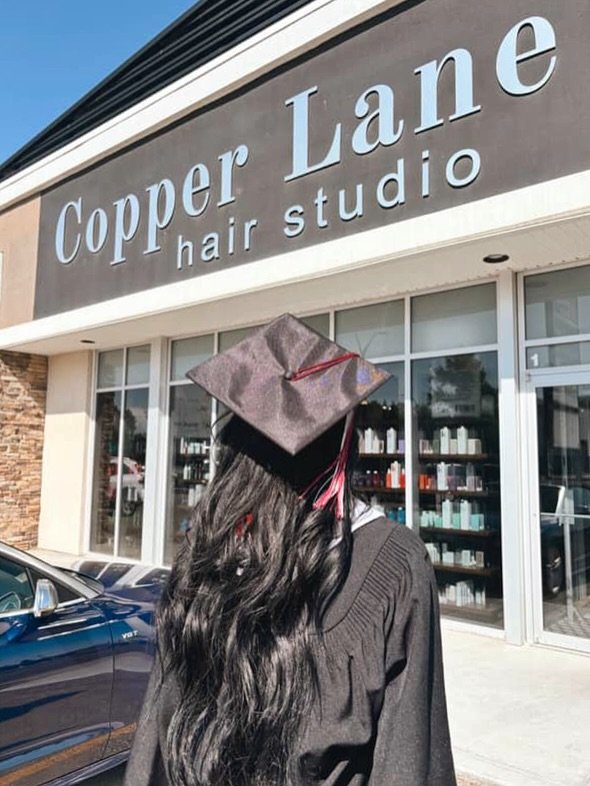 She came to us a high schooler with a dream, and now she&rsquo;s officially a grad on her way to @mccollegegroup! 💇🏻&zwj;♀️ Huge shoutout to Molly @_hairbymolly__ 🖤 we are so proud of you and can&rsquo;t wait to see you crush it behind the chair! 