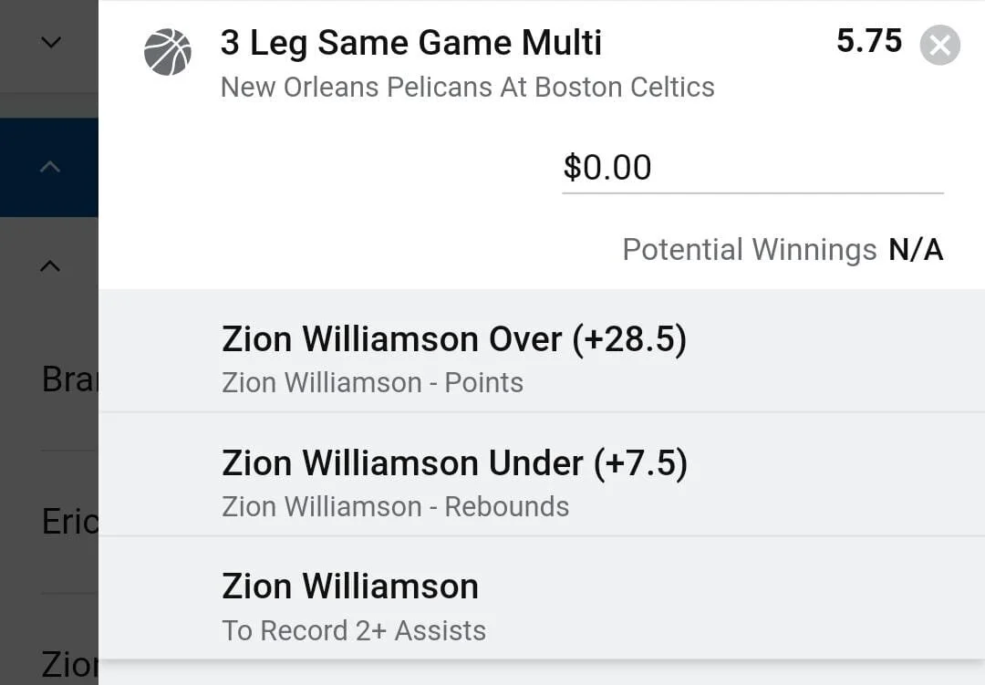 Zion 1.5 units. Take odds over $4.75