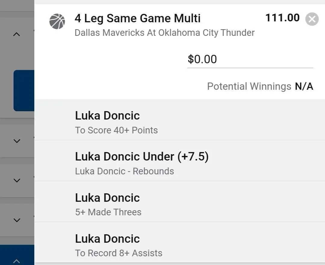 Luka 0.5 units. Take odds over $50