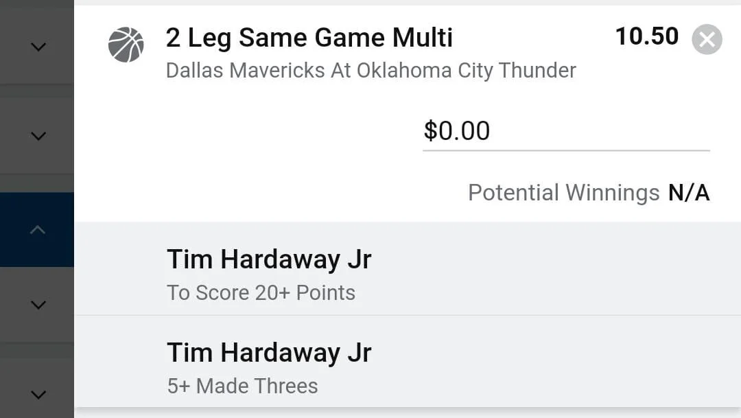 Tim Hardaway Jr 1 unit. Take odds over $8