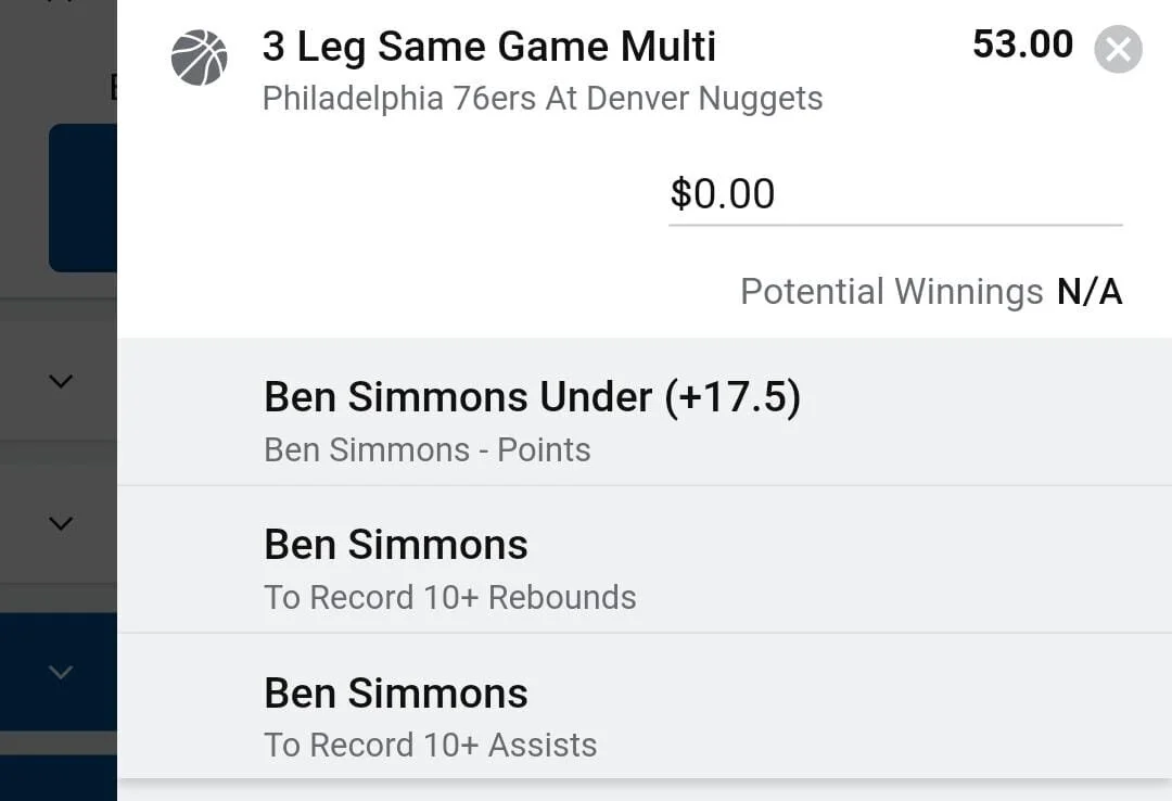 Simmons 0.5 units. Take odds over $20