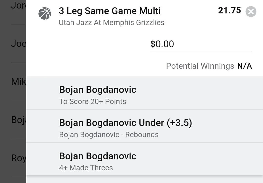 Bojan 0.5 units. Take odds over $15