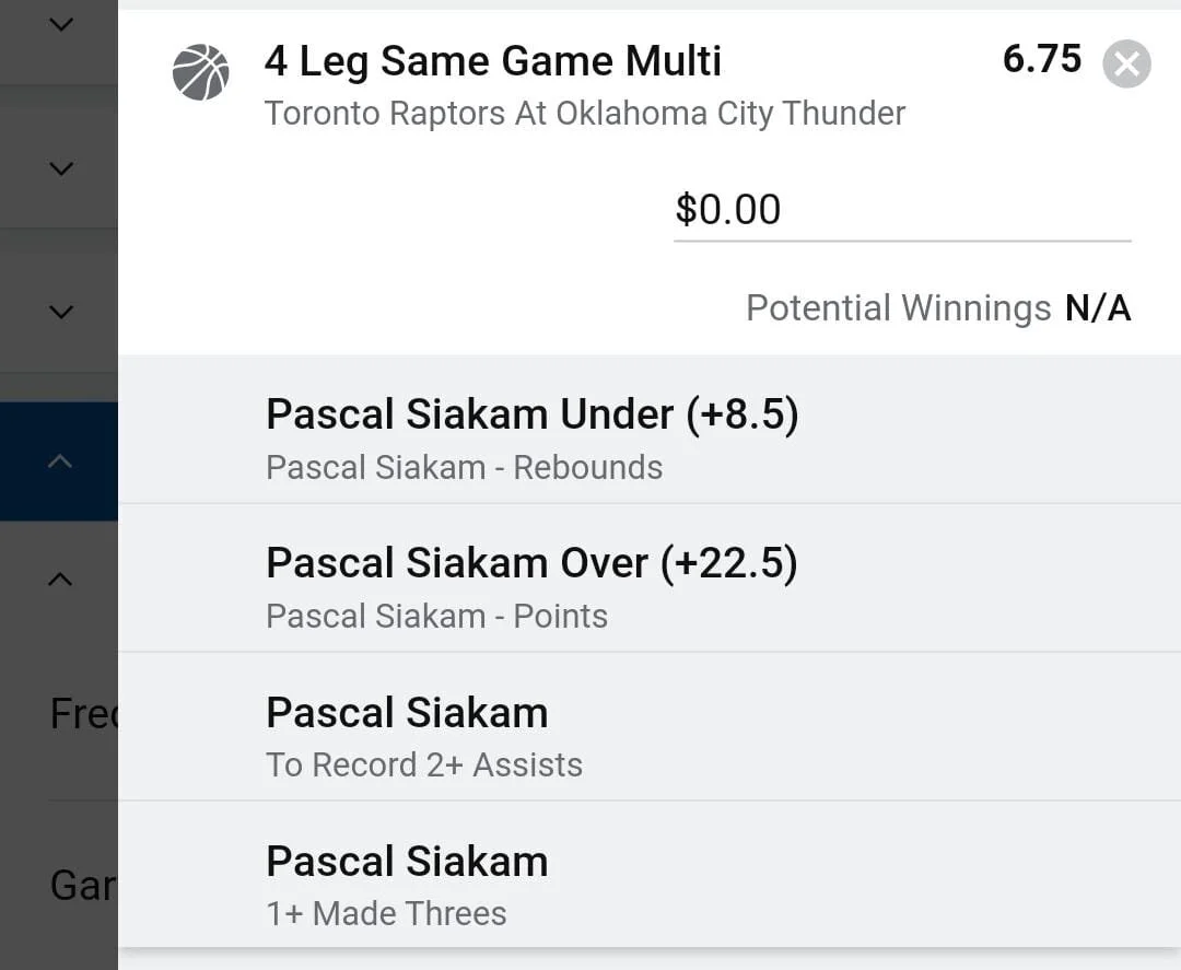 Siakam 1.5 units. Take odds over $5