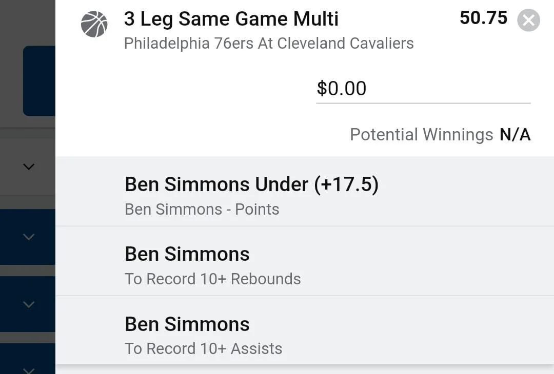 Simmons 0.5 units. Take odds over $30