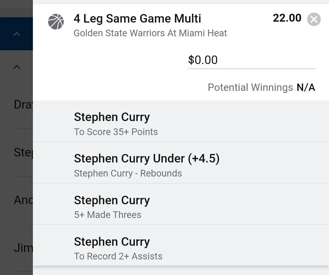 Steph 0.5 units. Take odds over $15