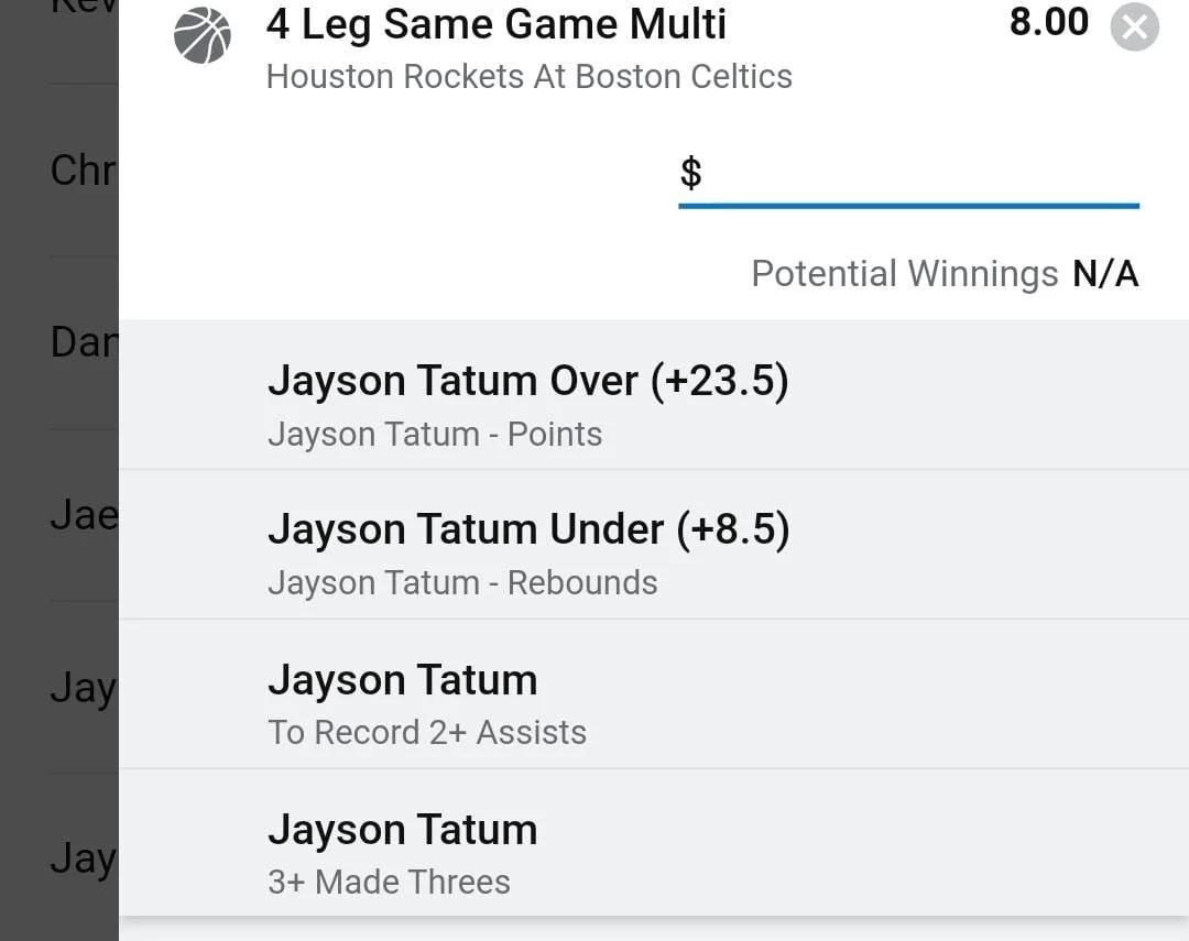 Tatum 1.5 units. Take odds over $6