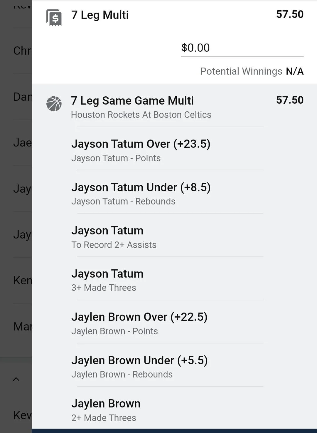 Tatum x Brown 0.5 units. Take odds over $30
