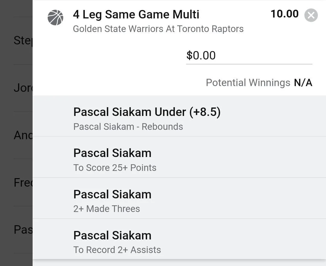 Siakam 1 unit. Take odds over $8