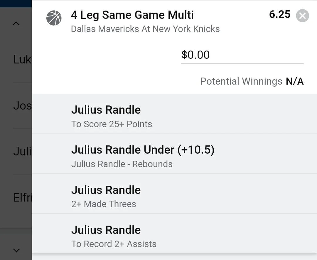Randle 1.5 units. Take odds over $5