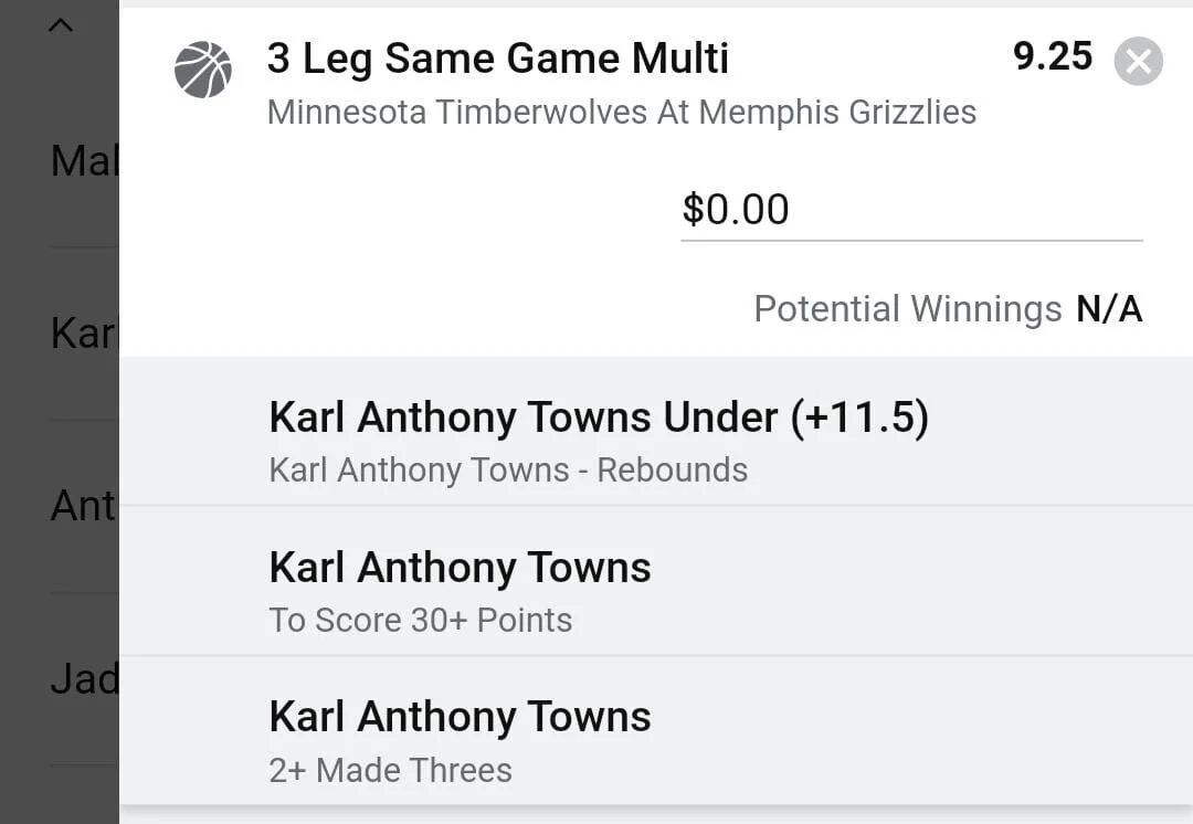 Towns 1 unit. Take odds over $7