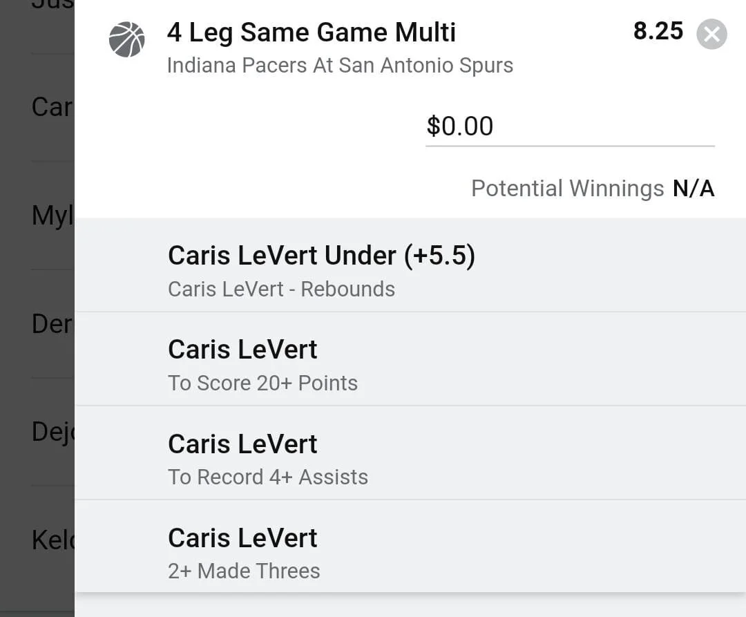 LeVert 1 unit. Take odds over $6