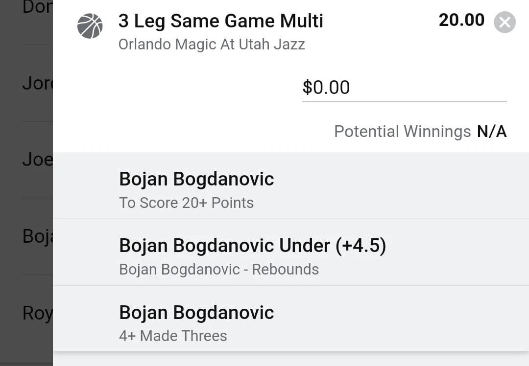 Bojan 0.5 units. Take odds over $15