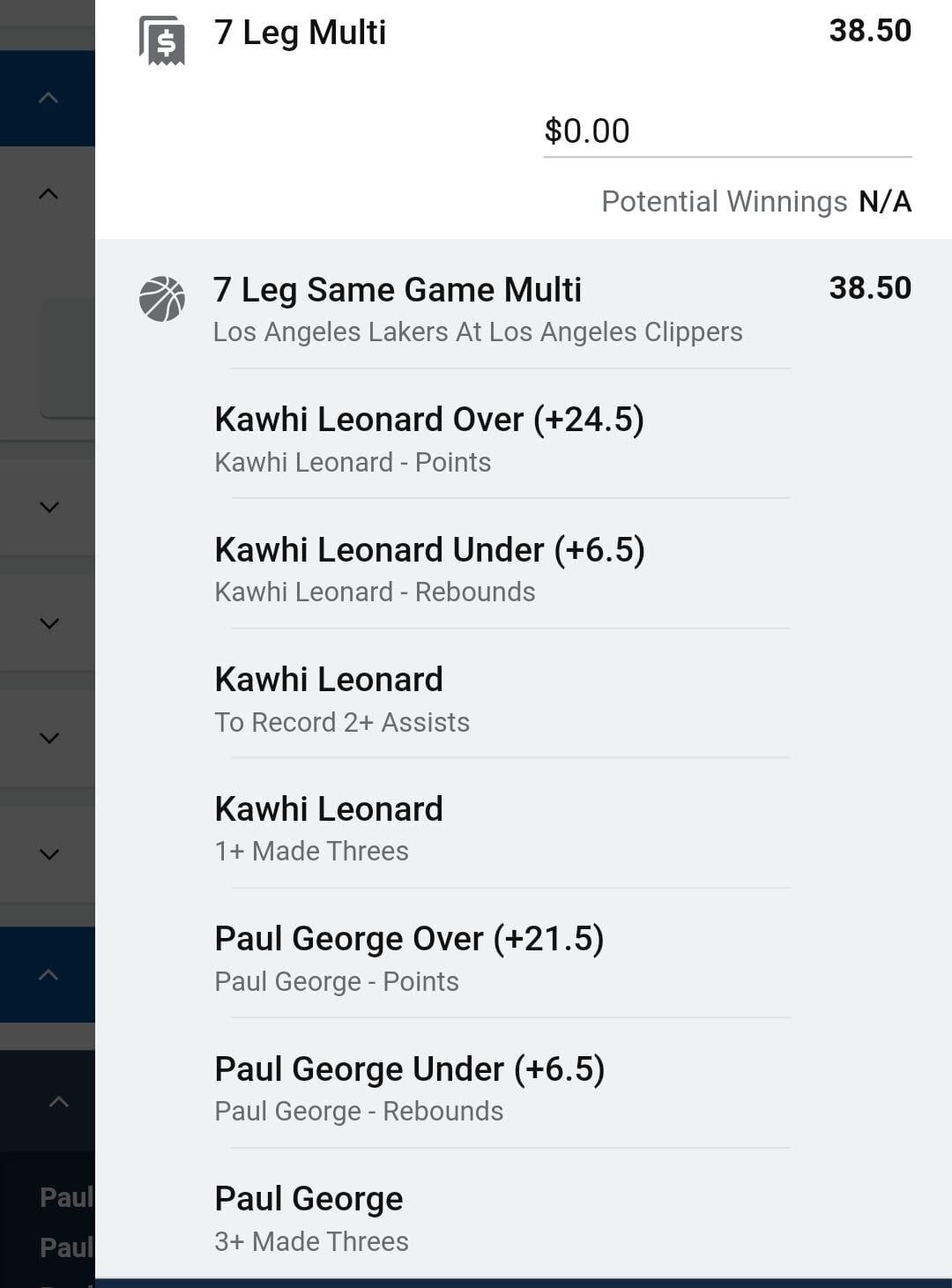 Kawhi x Paul George 0.5 units. Take odds over $25