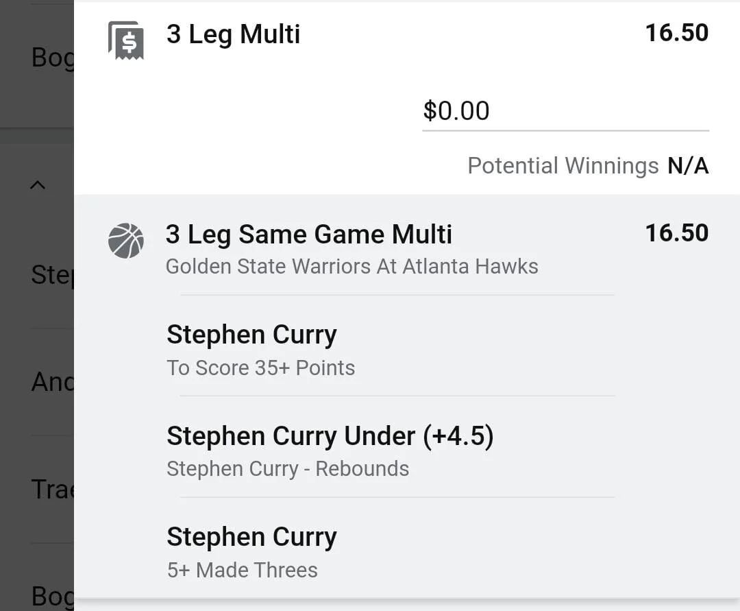 Curry 0.5 units. Take odds over $10