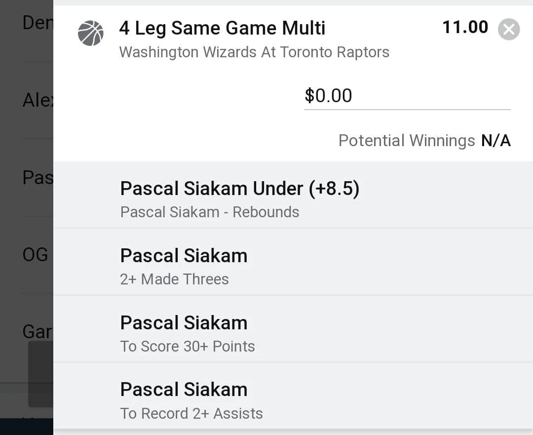 Siakam 0.5 units. Take odds over $8