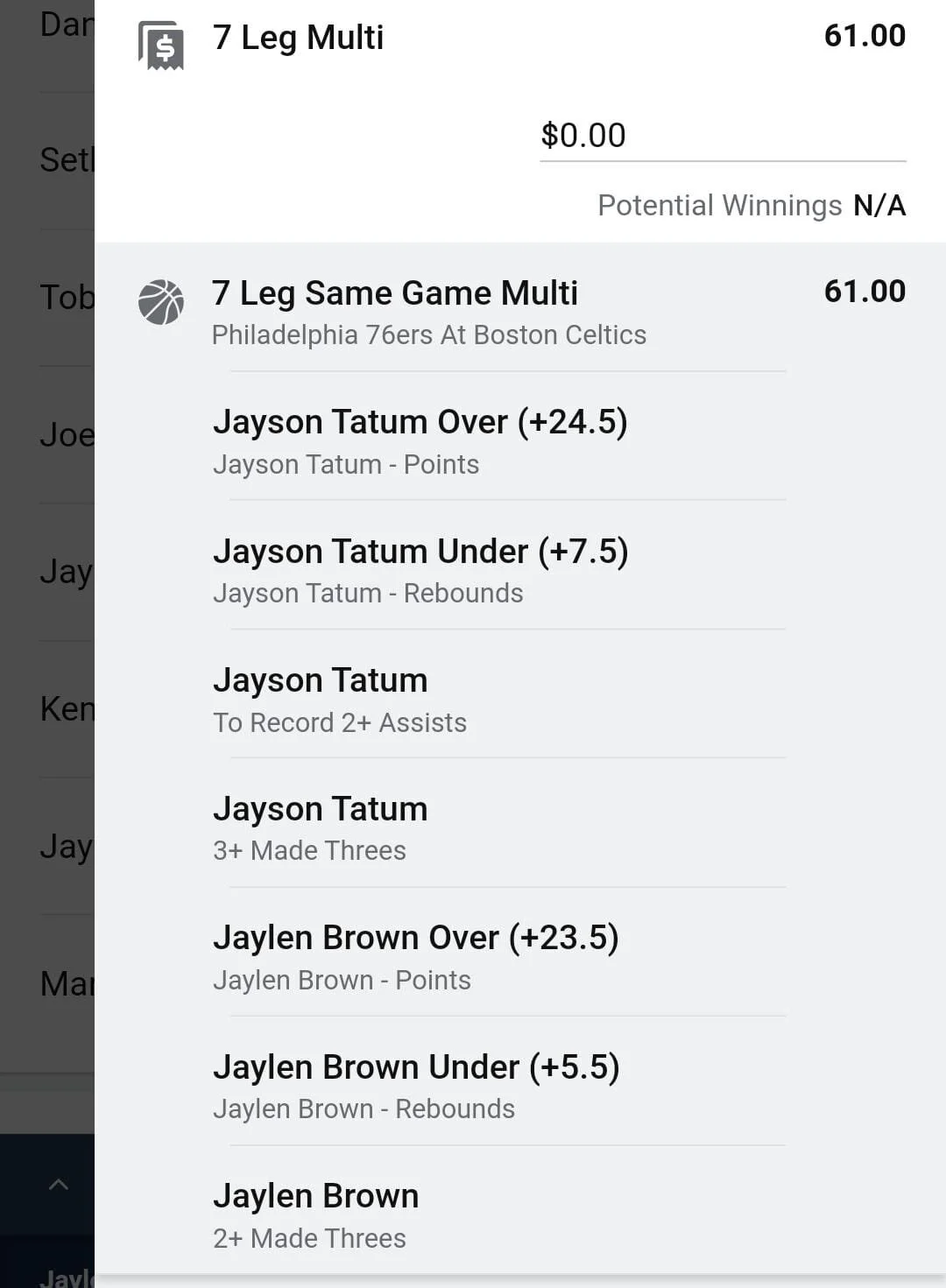 Tatum x Brown 0.5 units. Take odds over $35