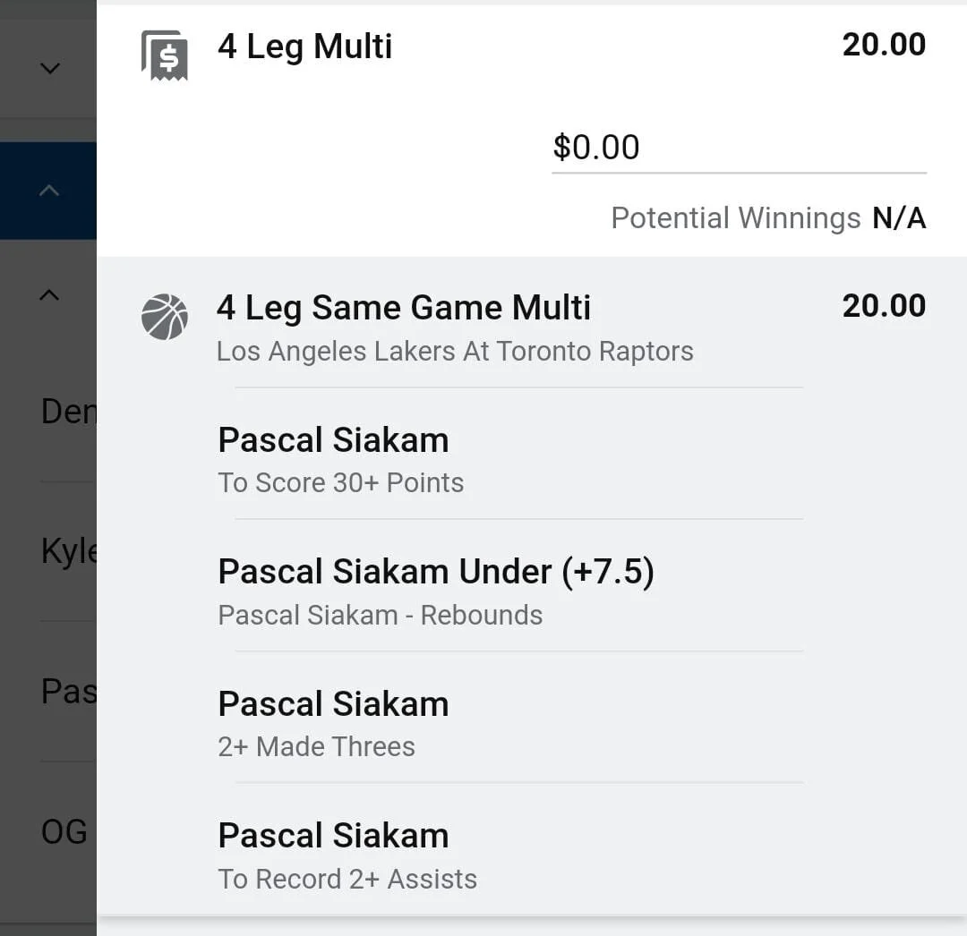 Siakam 0.5 units. Take odds over $10