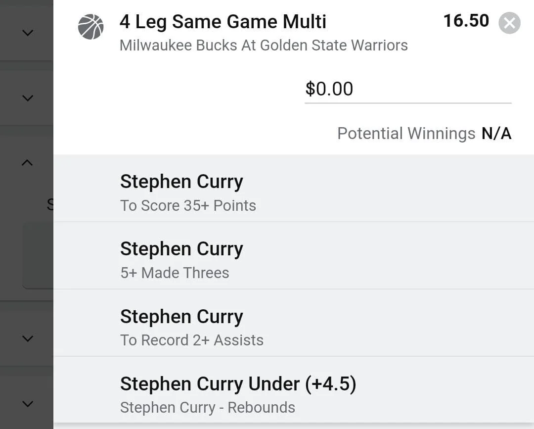 Stephen Curry 0.5 units. Take odds over $10