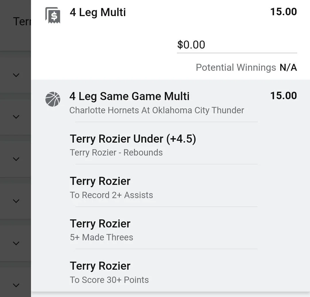 Terry 0.5 units. Take odds over $10