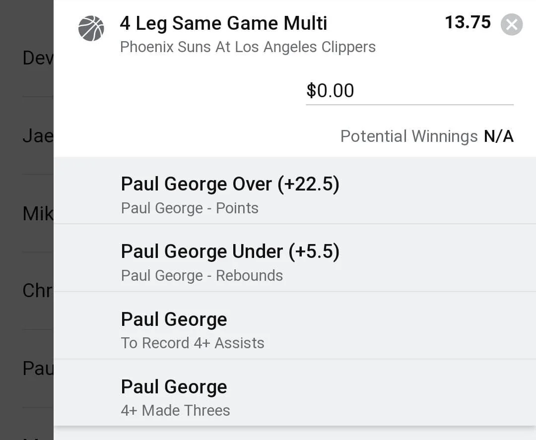 Paul George 1.5 units. Take odds over $8