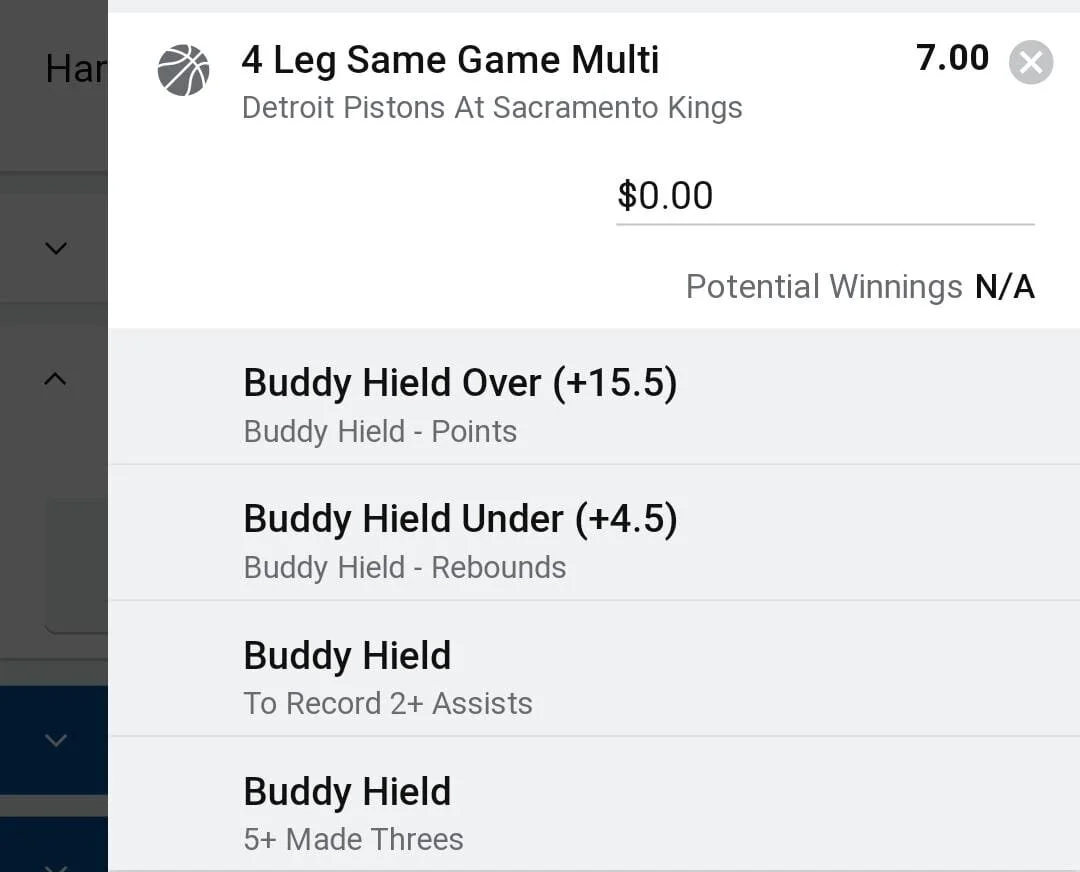 Hield 1.5 units. Take odds over $5