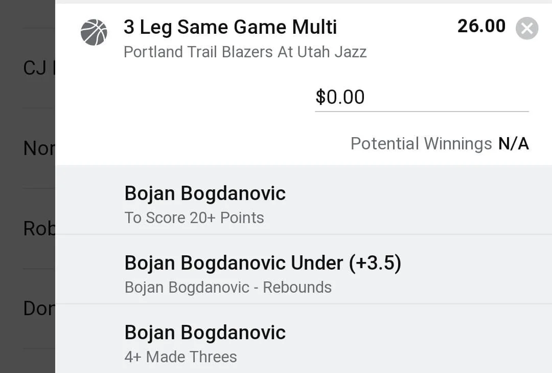 Bojan 1 unit. Take odds over $20