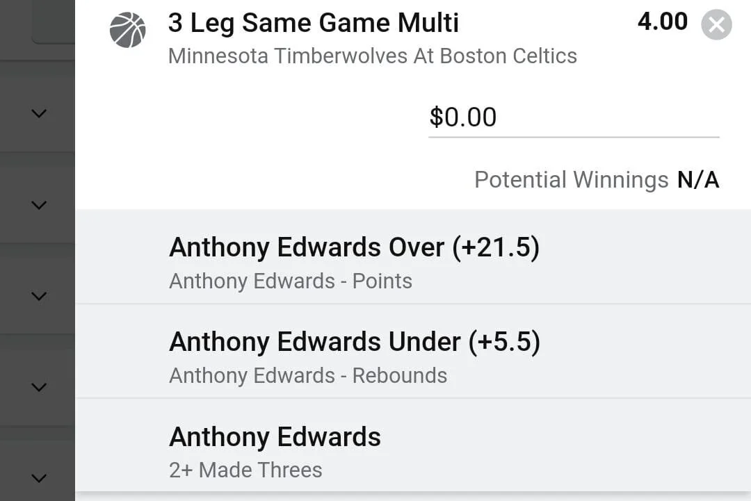 Edwards, 2 Units, Min odds $3.10