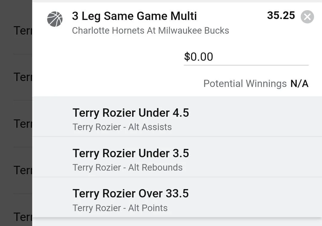 Rozier, 1 Unit, Min Odds $18