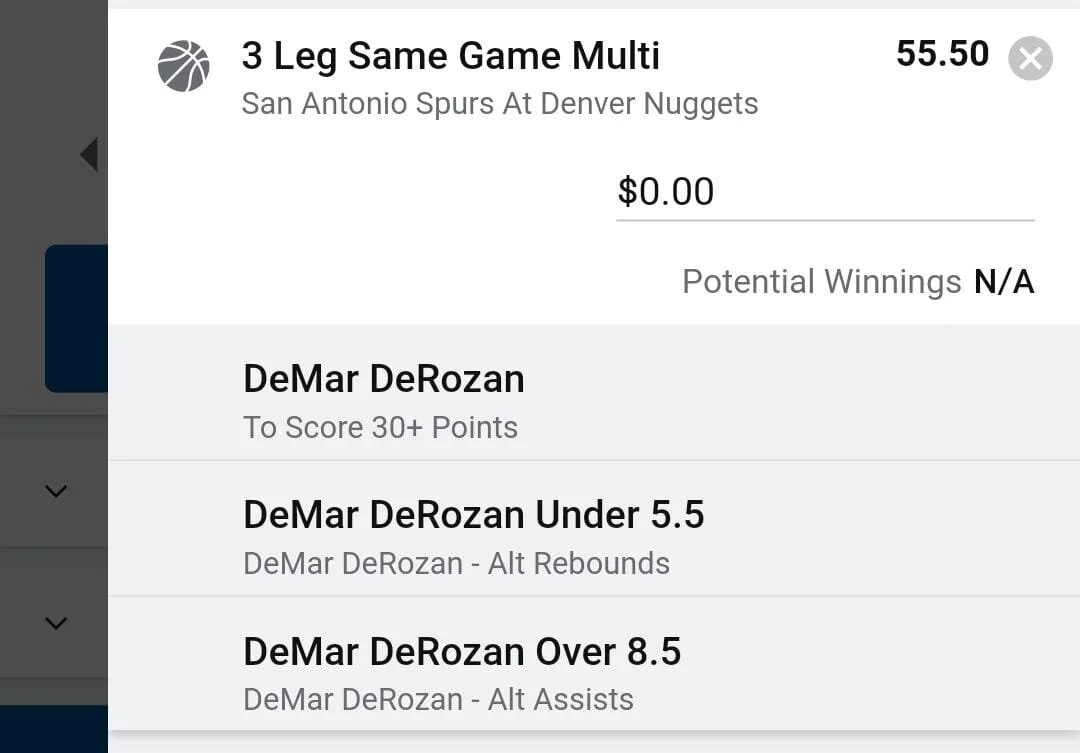 DeMar, 0.5 Units, Min Odds $39.50