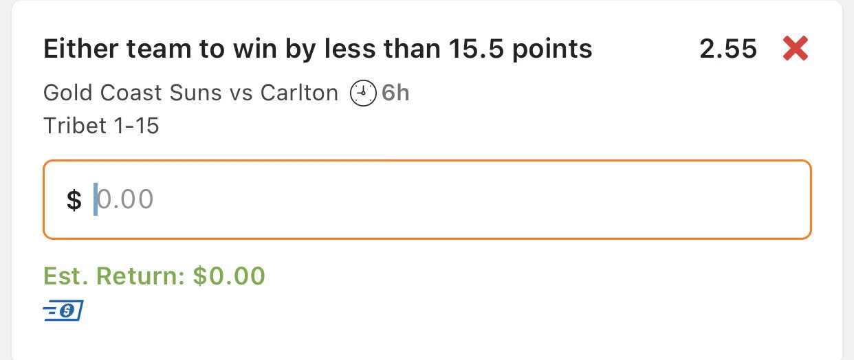 2.5 Unit take down to 2.45. Note: This market is known as a tribet at most bookmakers.