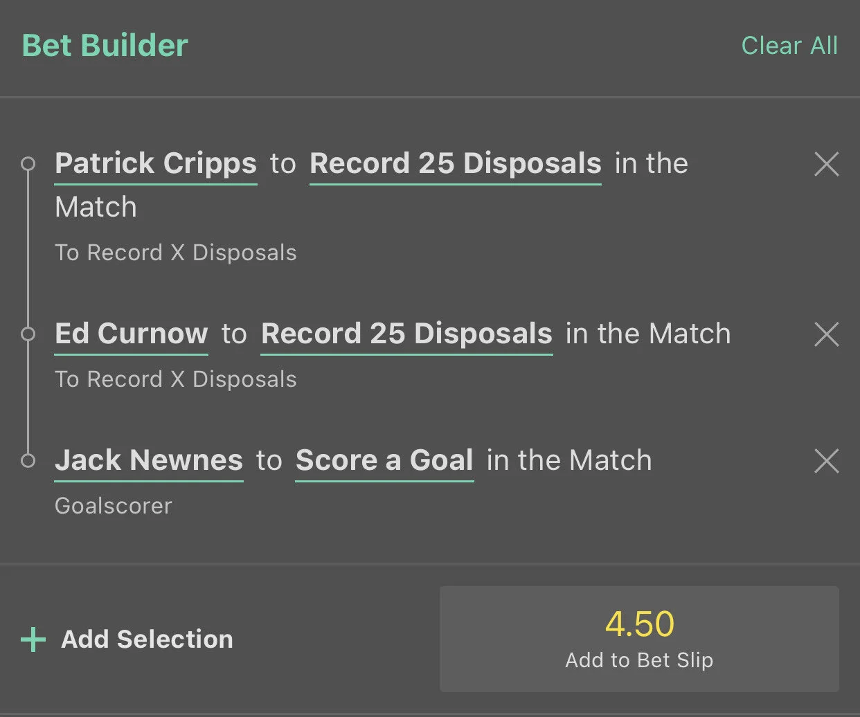 2 unit take down to 4. Best odds at time of posting Bet365.