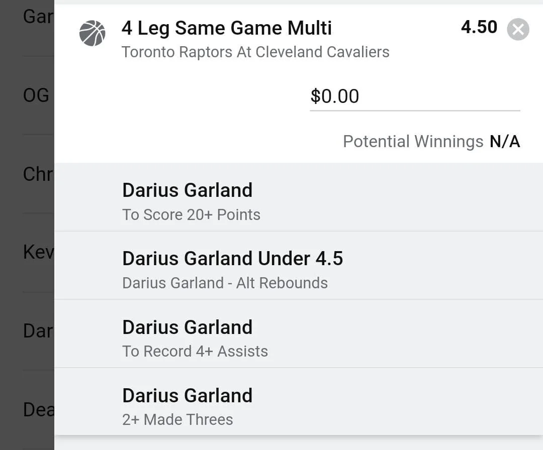 Garland, 2 Units, Min Odds $3.95