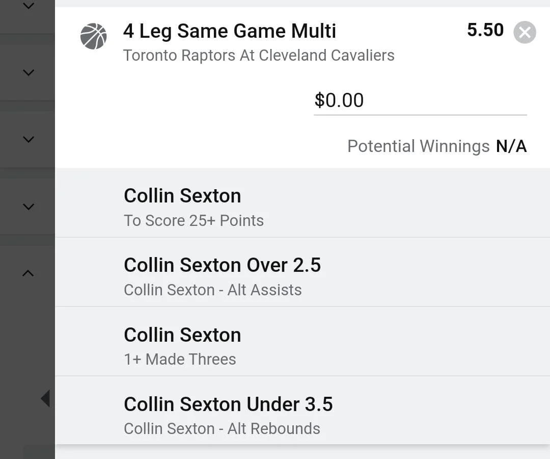 Sexton, 1.5 Units, Min Odds $4.50