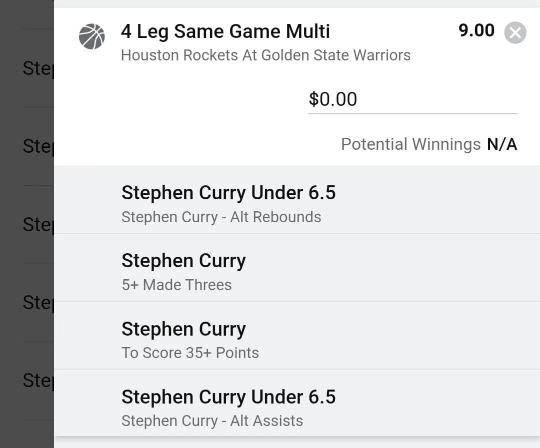 Steph, 1.5 Units, Min Odds $7.50