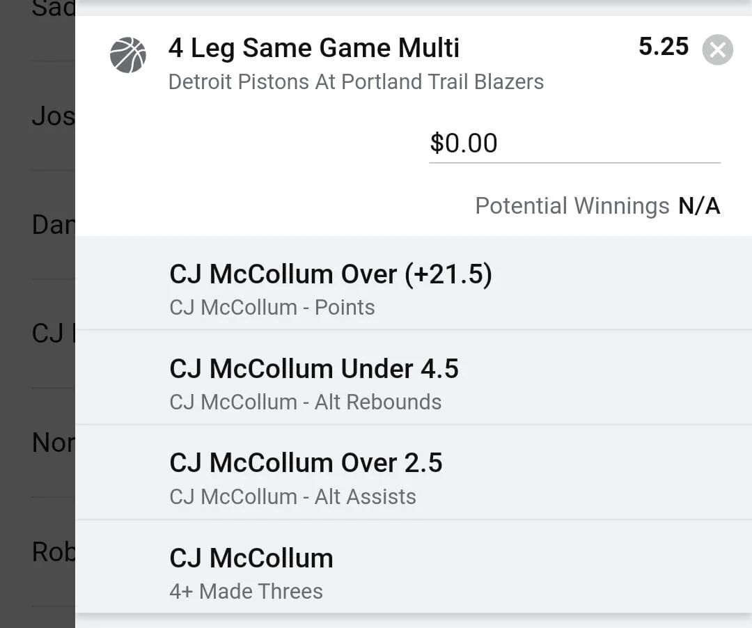 CJ, 1.5 Units, Min Odds $4.40