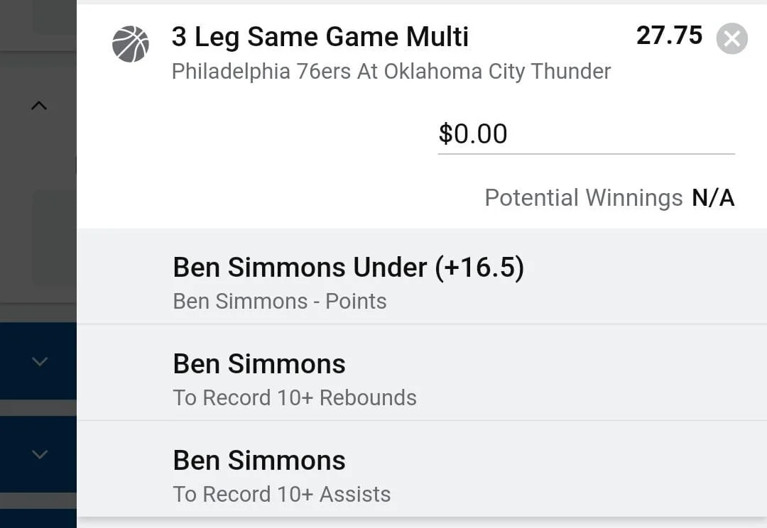 Simmons, 1 Unit, Min Odds $19