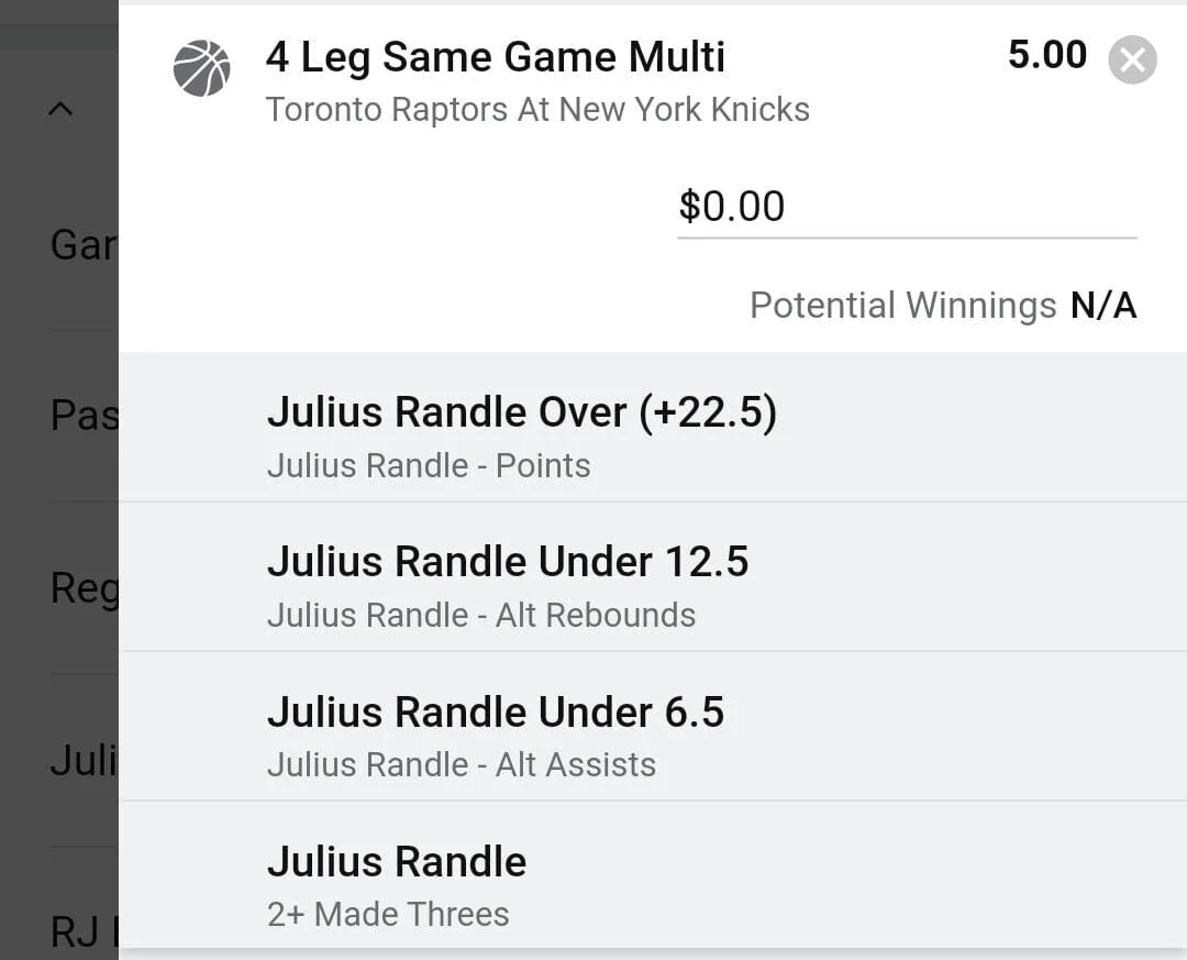 Randle 1.5 units. Take odds over $4