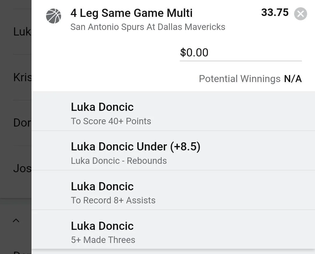Luka 0.5 units. Take odds over $20