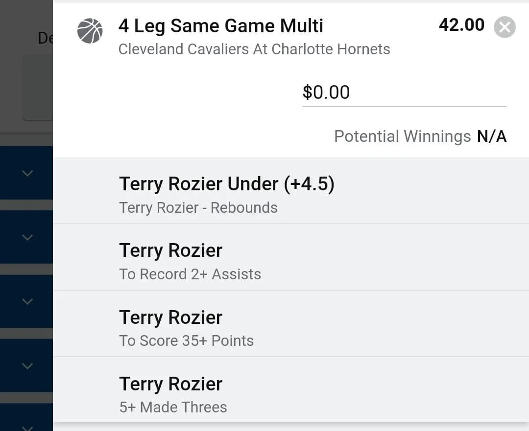 Terry 0.5 units. Take odds over $20.  Recent games v Cavs points 42,35,30 well above averages.