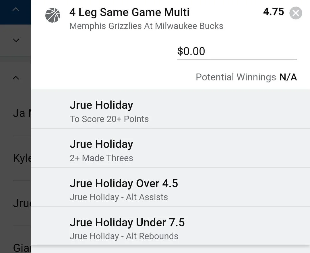 Jrue Holiday, Stake 2 units. Accept odds over $4.00